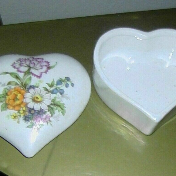 Vintage Porcelain Iridescent Heart Shape Box